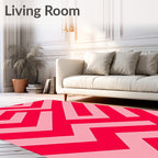 Bold Red Geometric Maze Pattern Rug