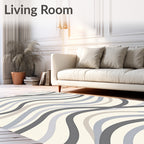 Modern Gray Blue Wavy Stripe Design Rug