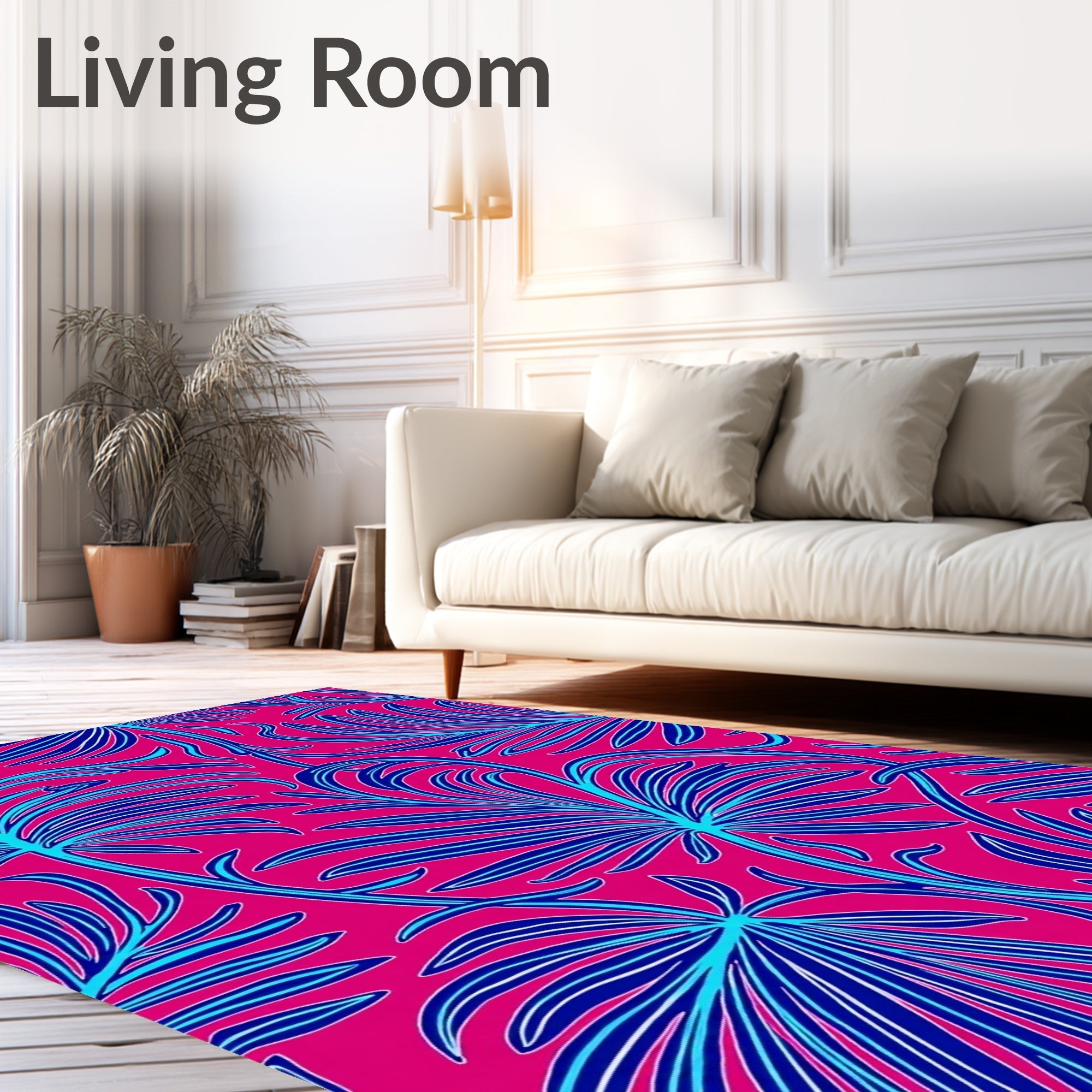Tropical Leaf Patterned Vivid Rug