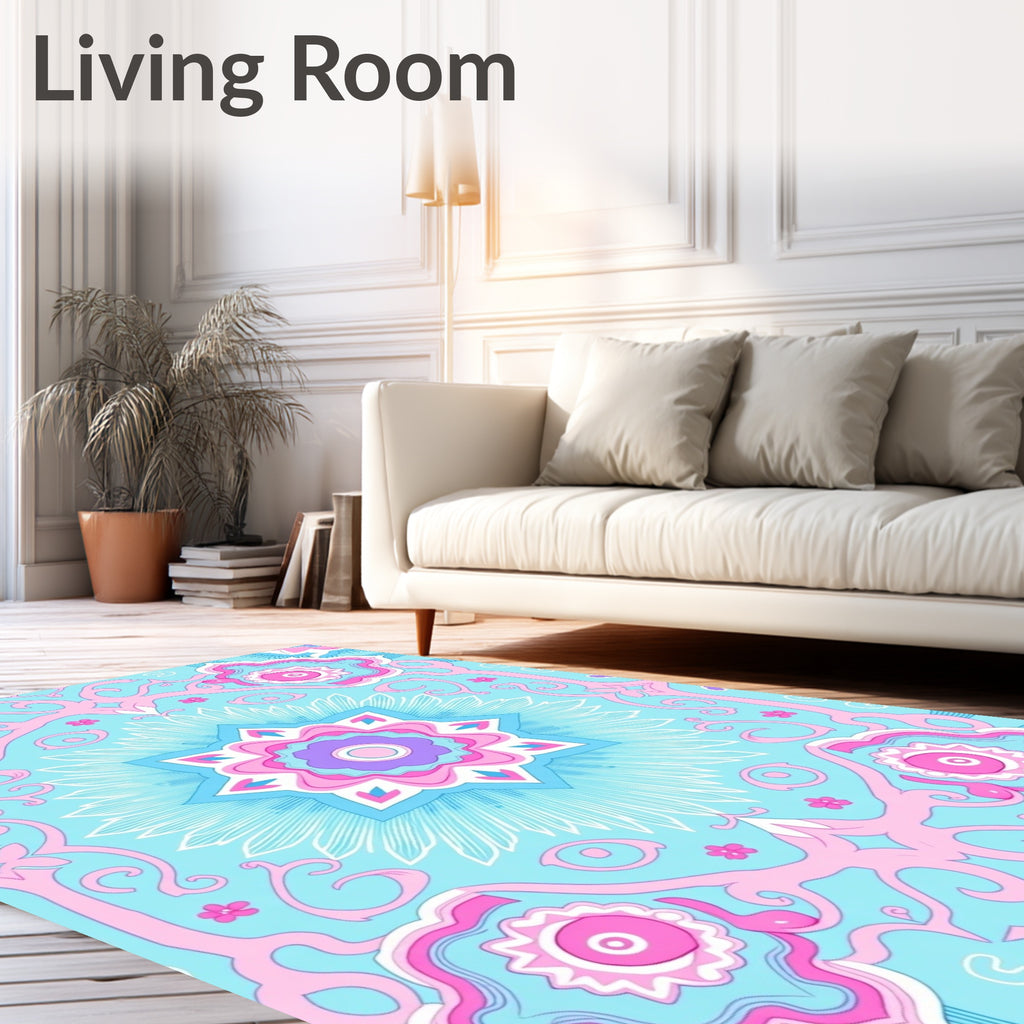 Pastel Floral Mandala Swirl Rug