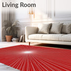 Radiant Sunburst Red Line Art Rug