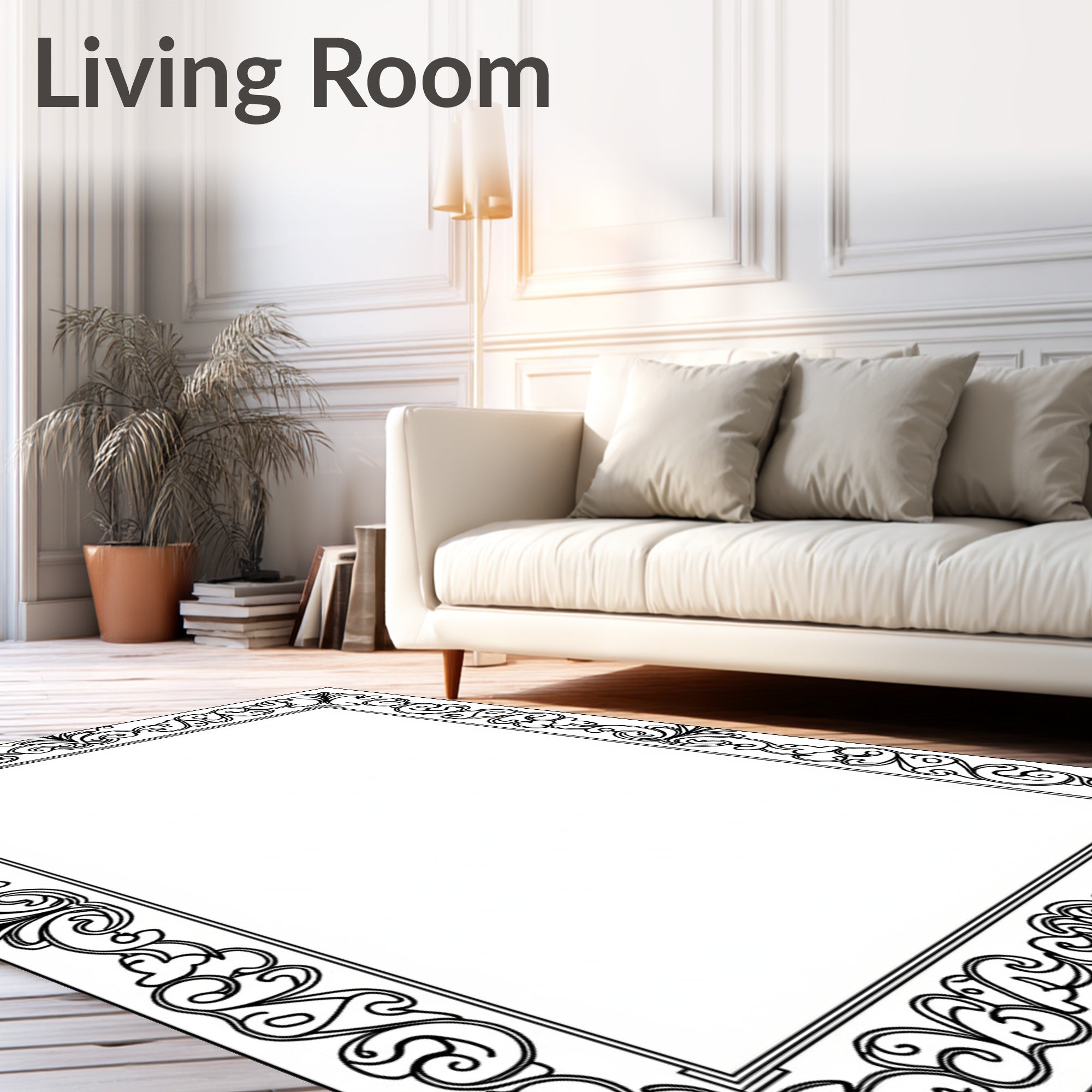 Ornate Scrollwork Floral Pattern Rug