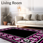 Bold Geometric Pink and White Frame Rug