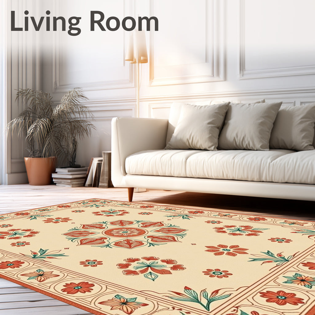 Heritage Floral Medallion Cream Rug