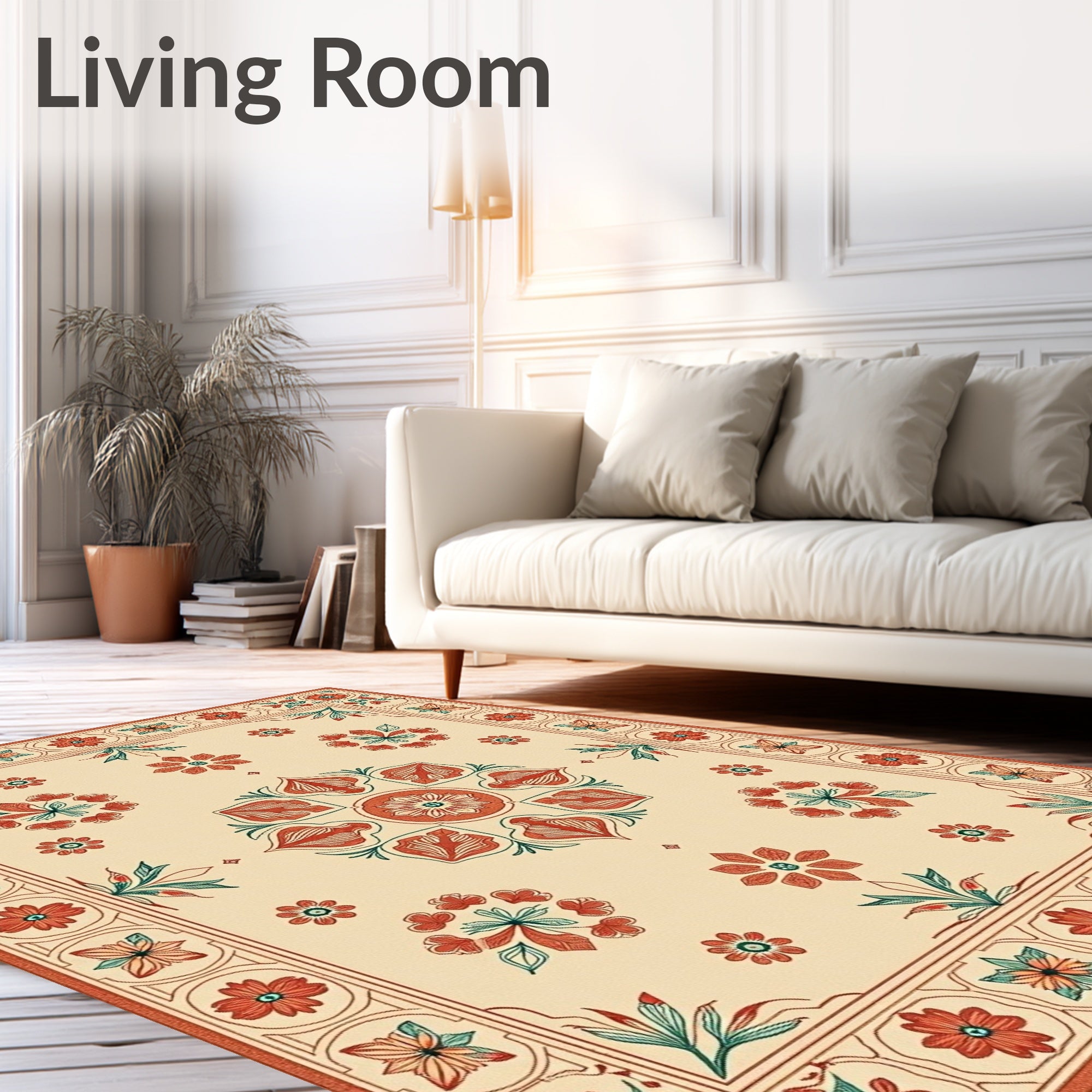 Heritage Floral Medallion Cream Rug