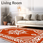 Ornate Terracotta Floral Mandala Pattern Rug