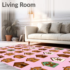 Brown Gingerbread Houses With Floral Motifs Rug