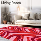 Bold Red Pink Brushstroke Stripe Rug
