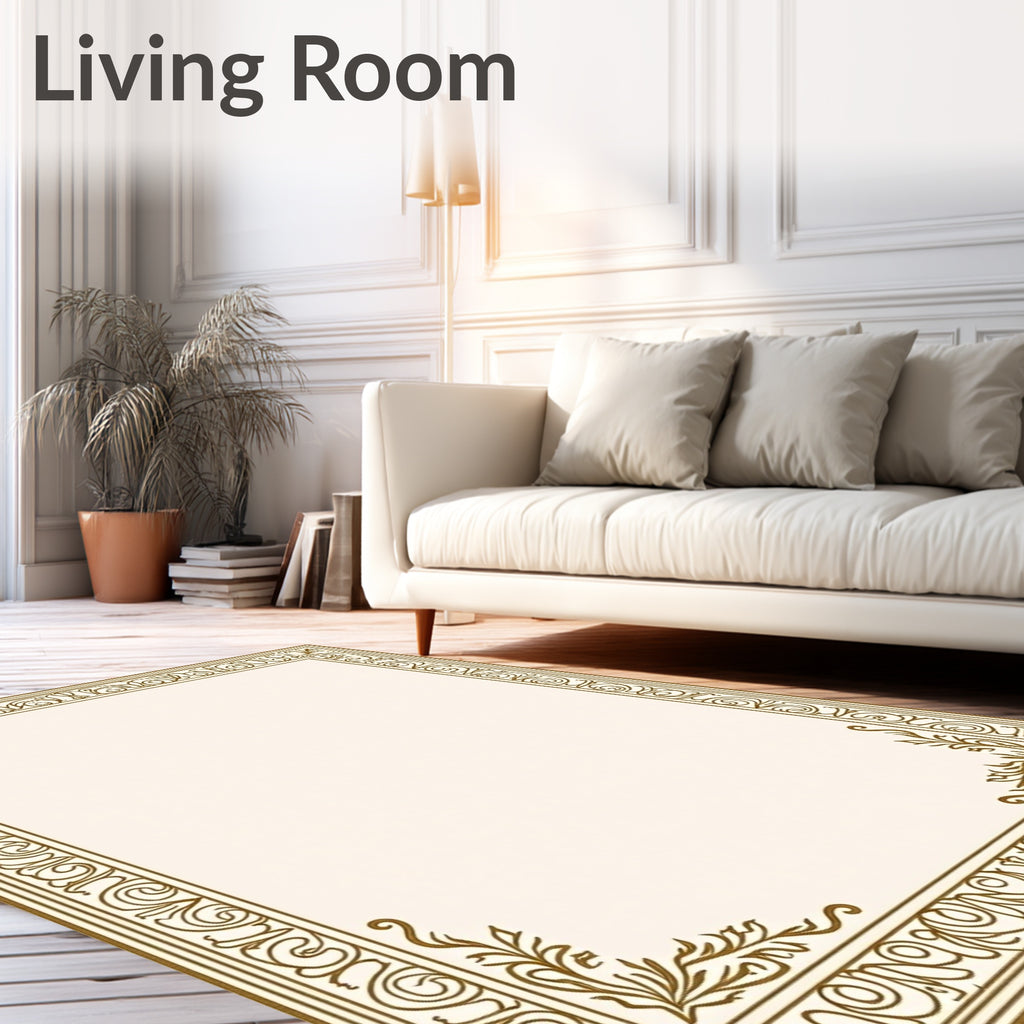 Ornate Scroll Leaf Border Rug