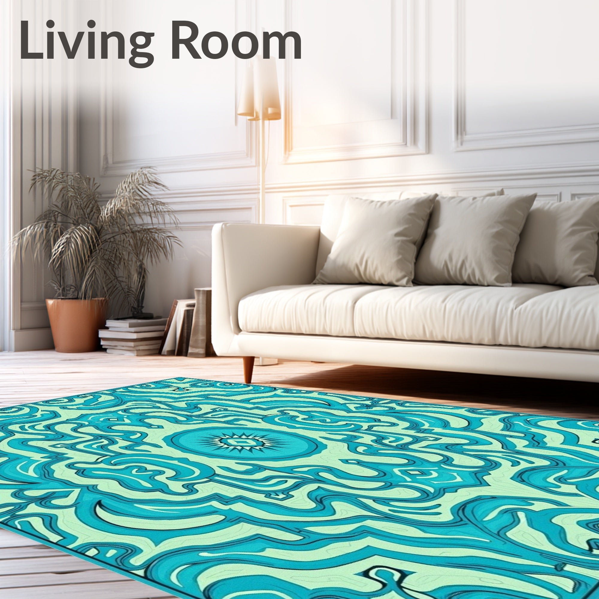 Oceanic Tribal Symmetry Pattern Rug