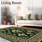 Ornate Fleur de Lis Border Pattern Rug