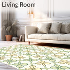 Pale Green Floral Lattice Pattern Rug