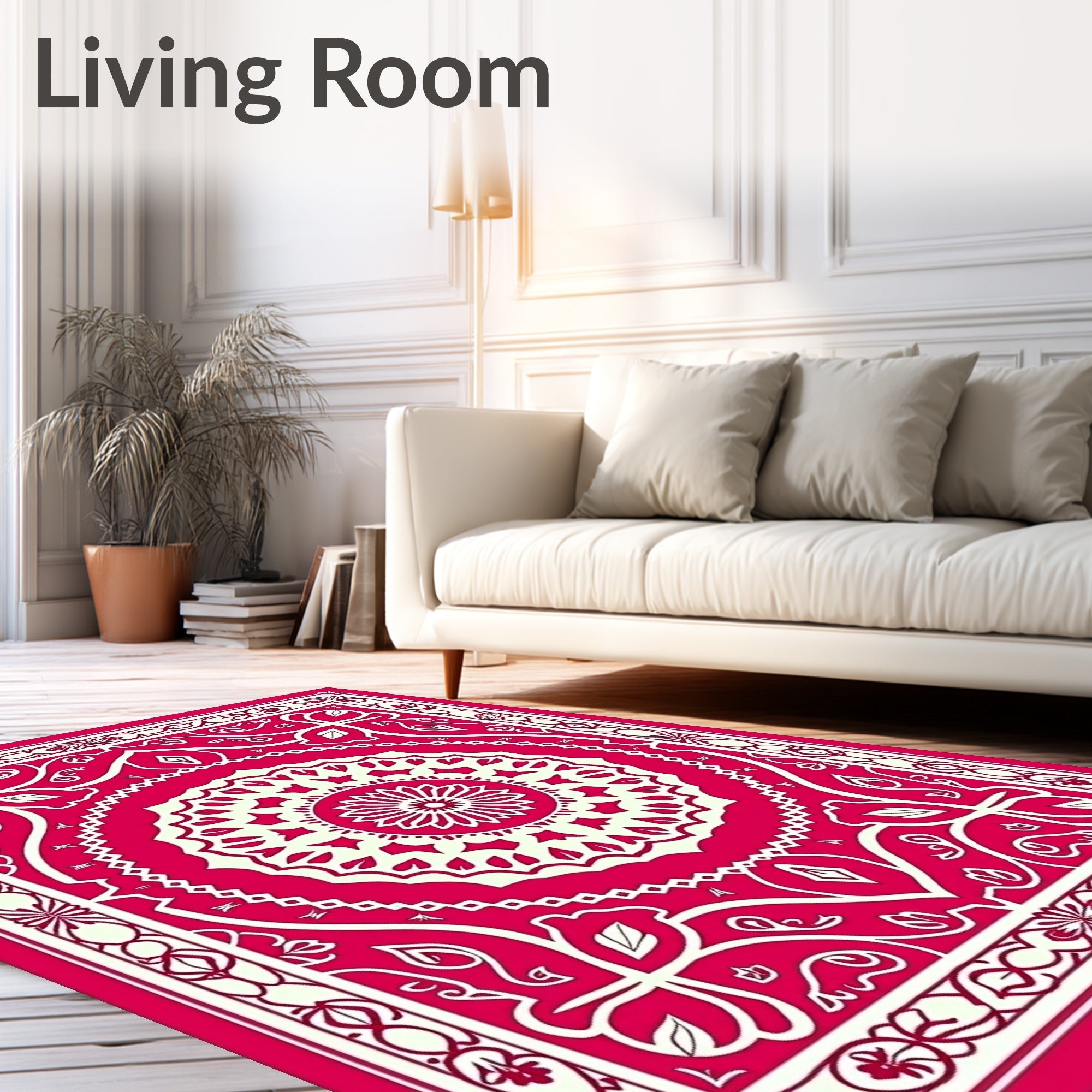 Elaborate Floral Mandala Design Rug