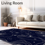Abstract Swirls and Starry Night Pattern Rug