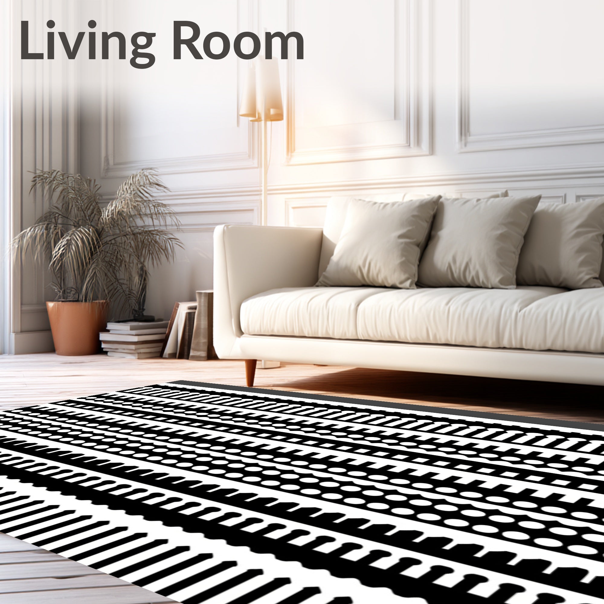 Striped Tassel Geometric Pattern Rug