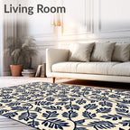 Navy Leafy Vine Pattern Rug