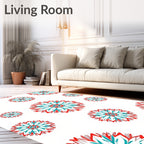 Red Teal Mandala Style Rug