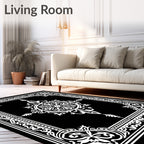 Elegant White Floral Frame Design Rug