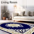Regal Blue Floral Medallion Rug