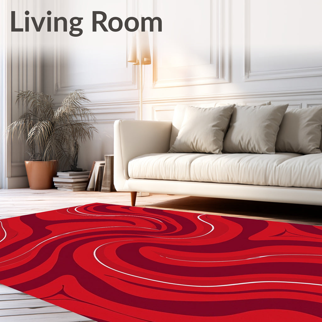 Crimson Swirls Abstract Pattern Rug