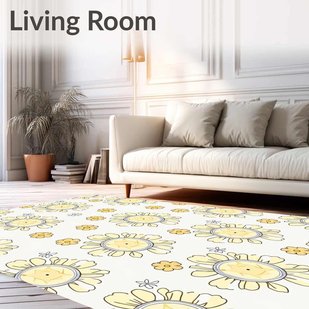 Blooming Daisy Floral Pattern Design Rug