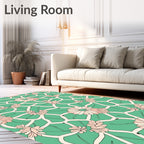 Floral Lattice Pink Green Pattern Rug