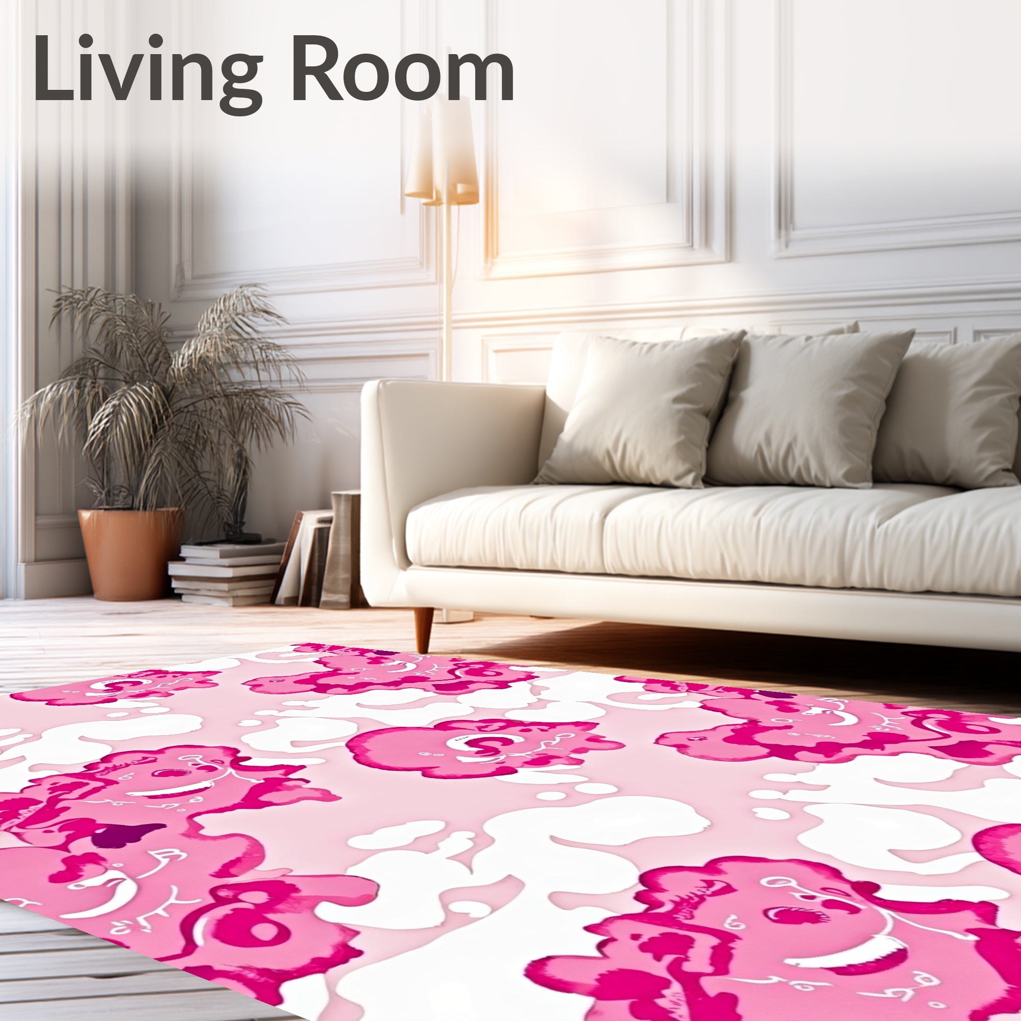 Abstract Pink Floral Clouds Pattern Rug