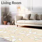 Delicate Leaf Pattern Outline Design Rug