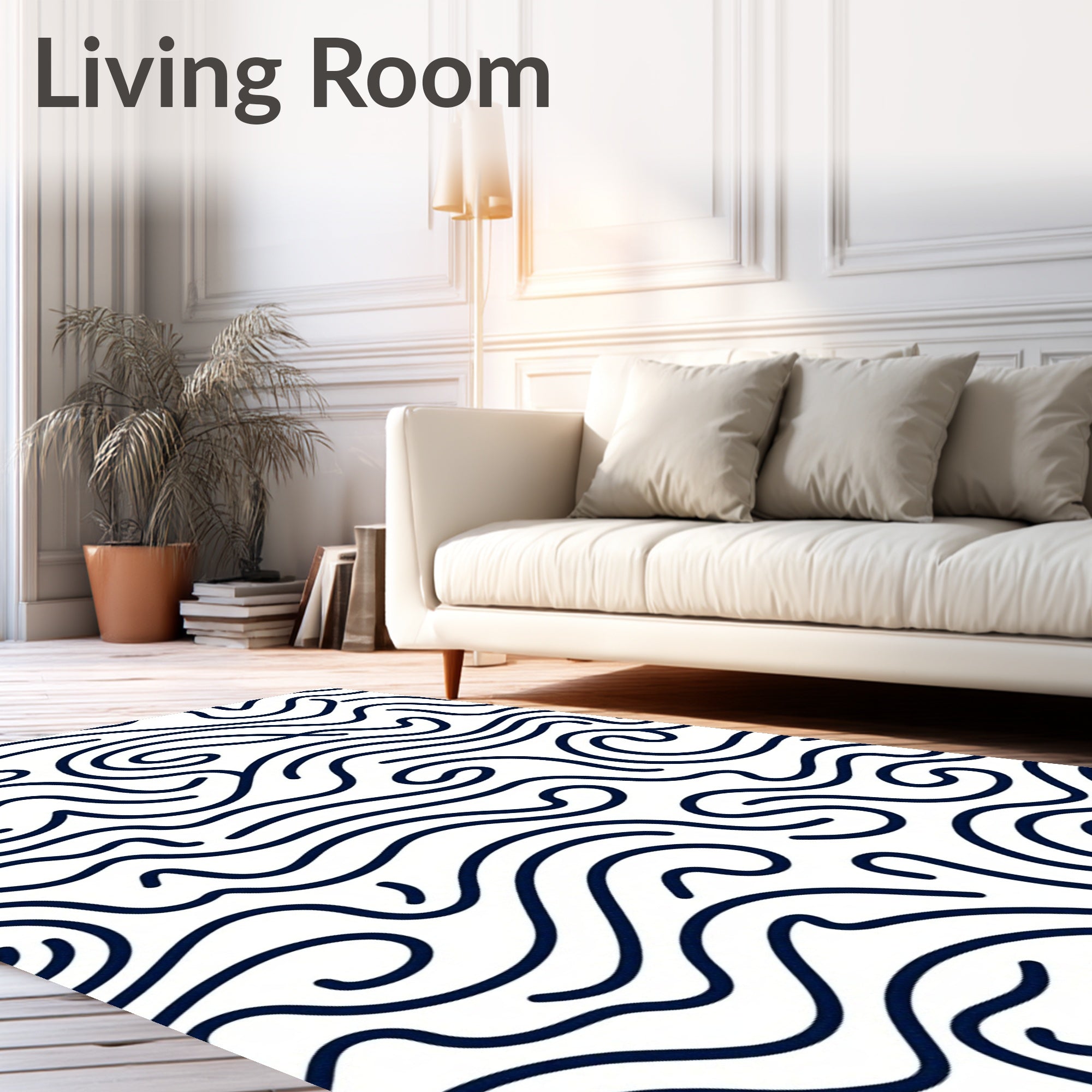 Waves Pattern Dark Blue Abstract Lines Rug