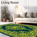 Yellow Floral Inlay Pattern Rug
