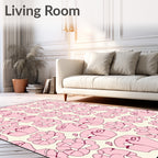 Cute Pink Floral Abstract Pattern Rug