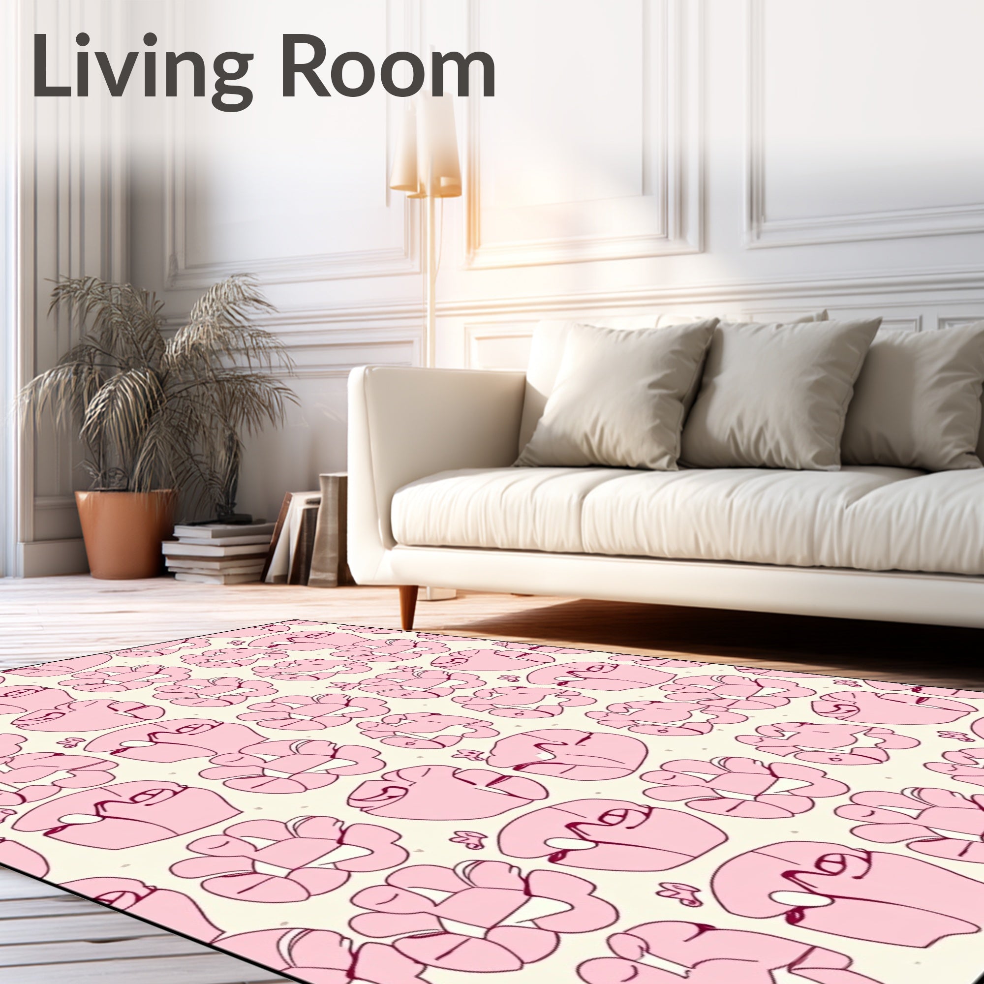 Cute Pink Floral Abstract Pattern Rug