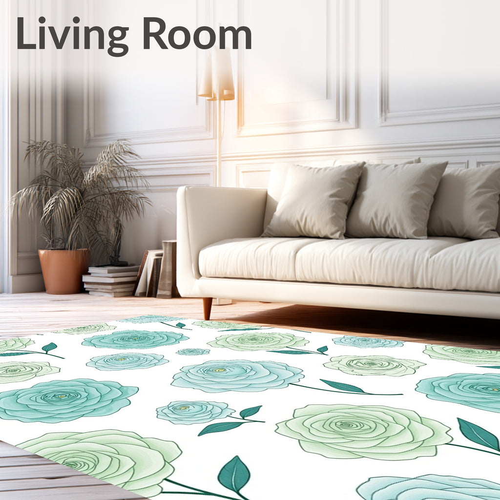 Soft Rose Floral Pattern Rug