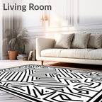 Abstract Maze Geometric Line Art Pattern Rug