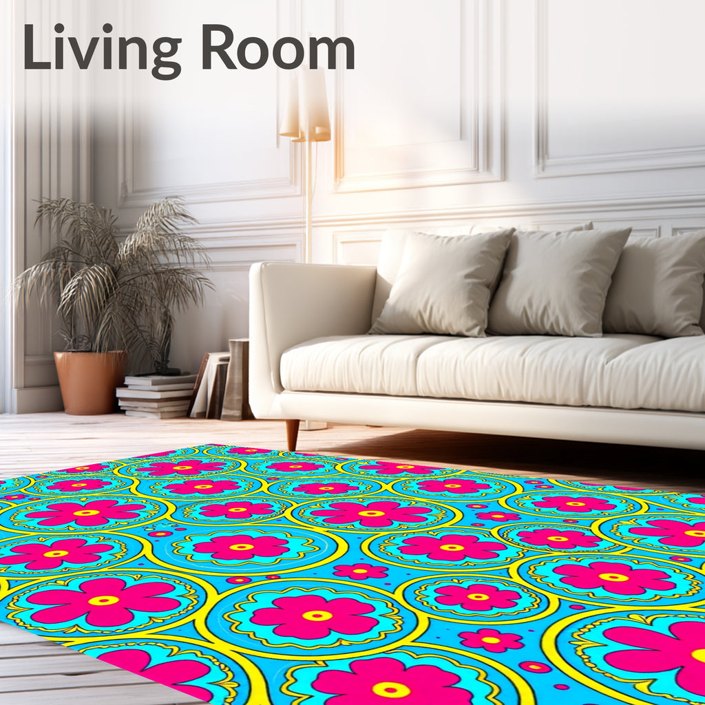 Groovy Daisy Circles Pattern Rug