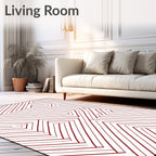 Red Line Abstract Geometric Pattern Rug