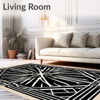 Art Deco Black White Geometric Pattern Rug