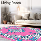 Pink Floral Mandala Pattern Rug