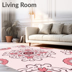 Pink Floral Mandala Pattern Rug