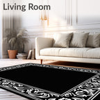 Ornate Floral Scrollwork Border Design Rug