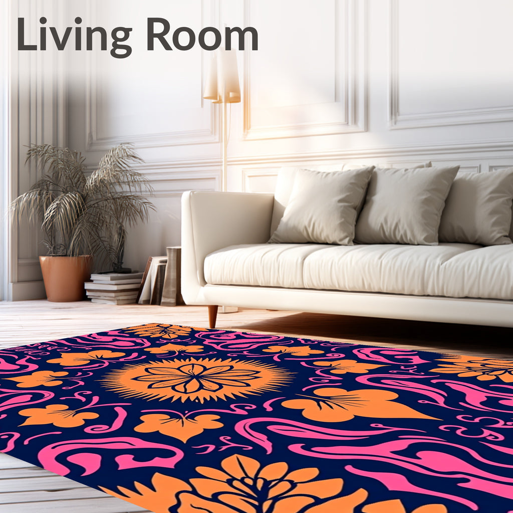 Vibrant Floral Swirls Pattern Rug