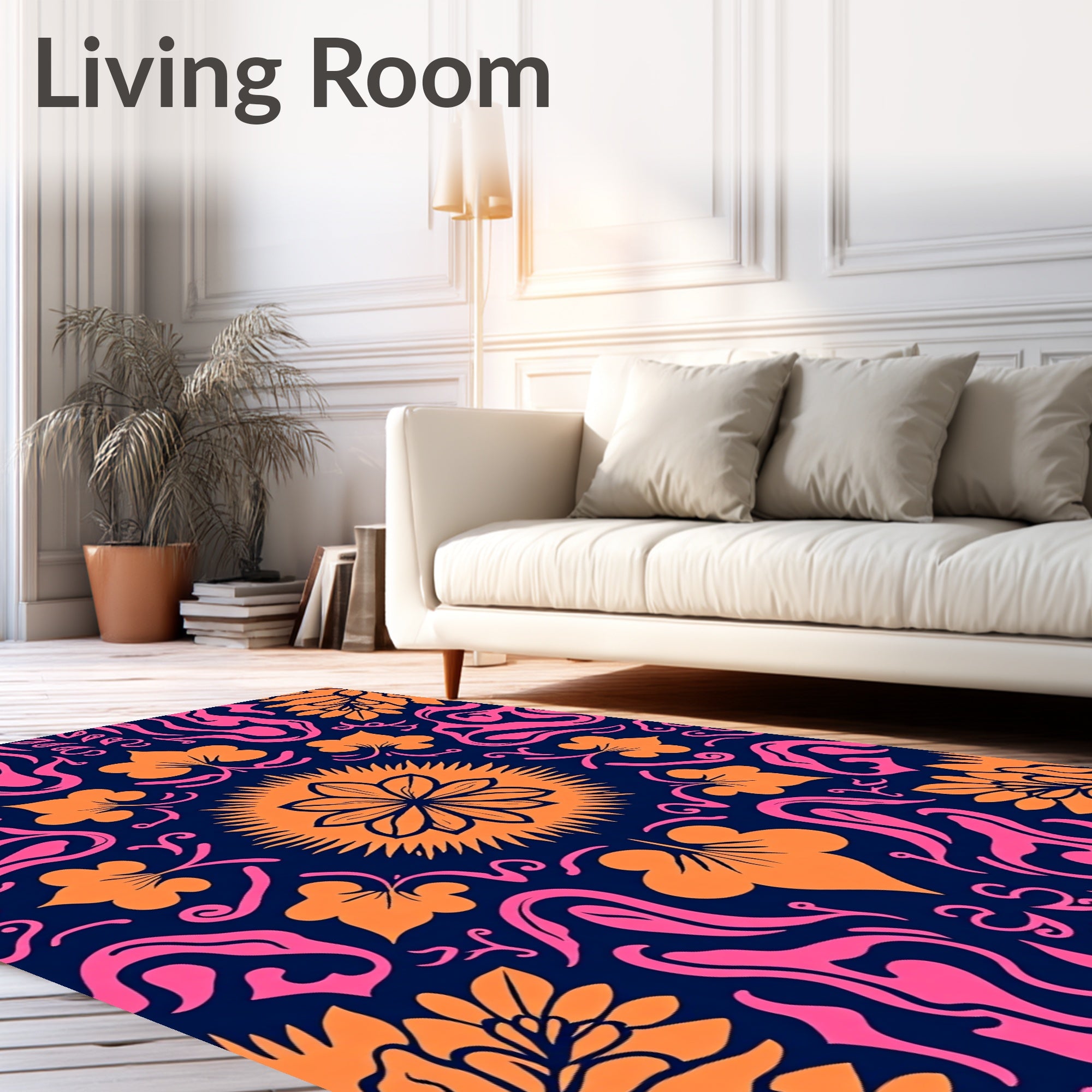 Vibrant Floral Swirls Pattern Rug