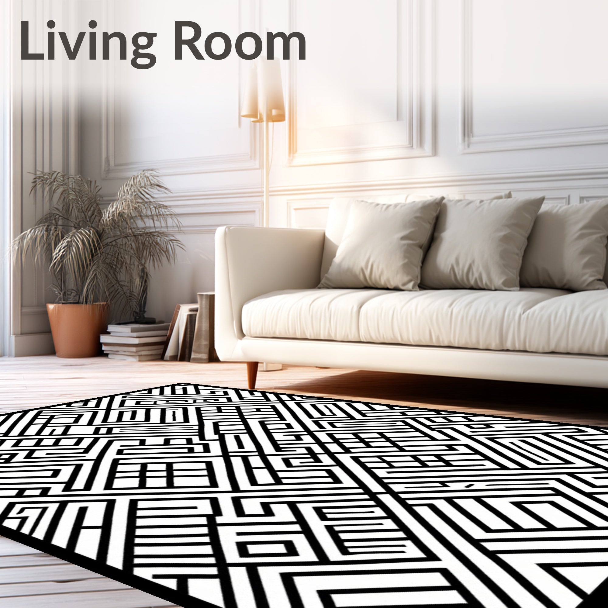 Geometric Maze Pattern Tile Rug