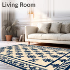 Classic Floral Border Pattern Rug