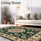 Ornate Floral Border Medallion Rug