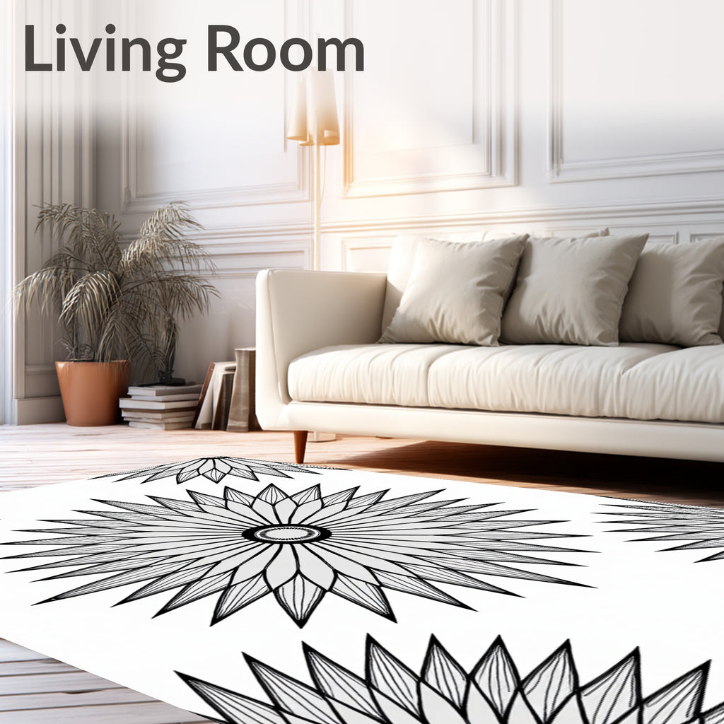 Radial Sunburst Geometric Design Rug