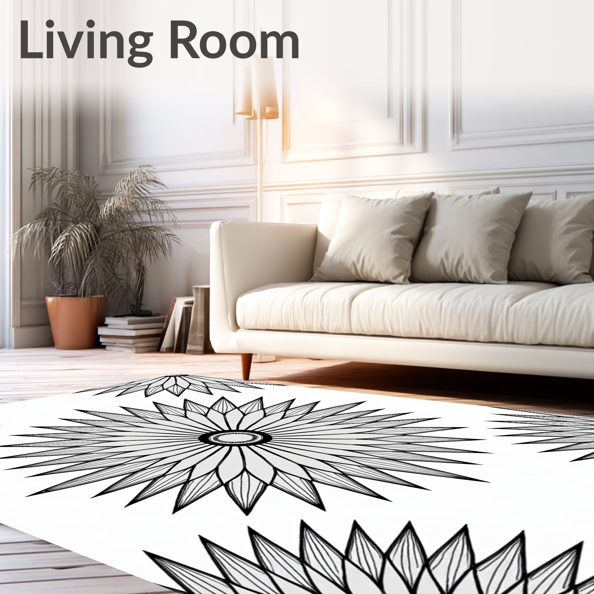 Radial Sunburst Geometric Design Rug