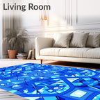 Geometric Diamond Blue Pattern Rug