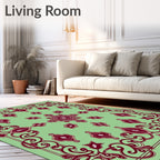 Elegant Red Geometric Floral Pattern Rug
