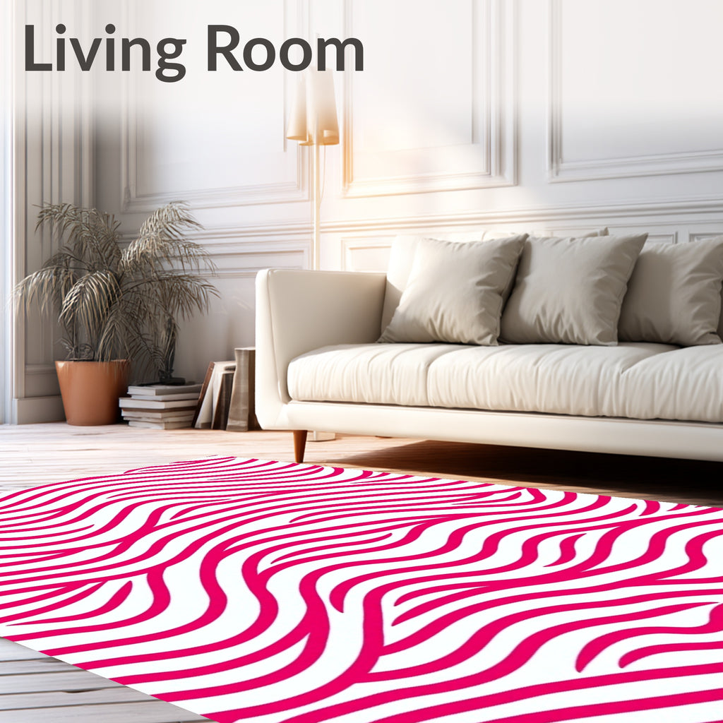 Vibrant Pink Abstract Wave Pattern Rug